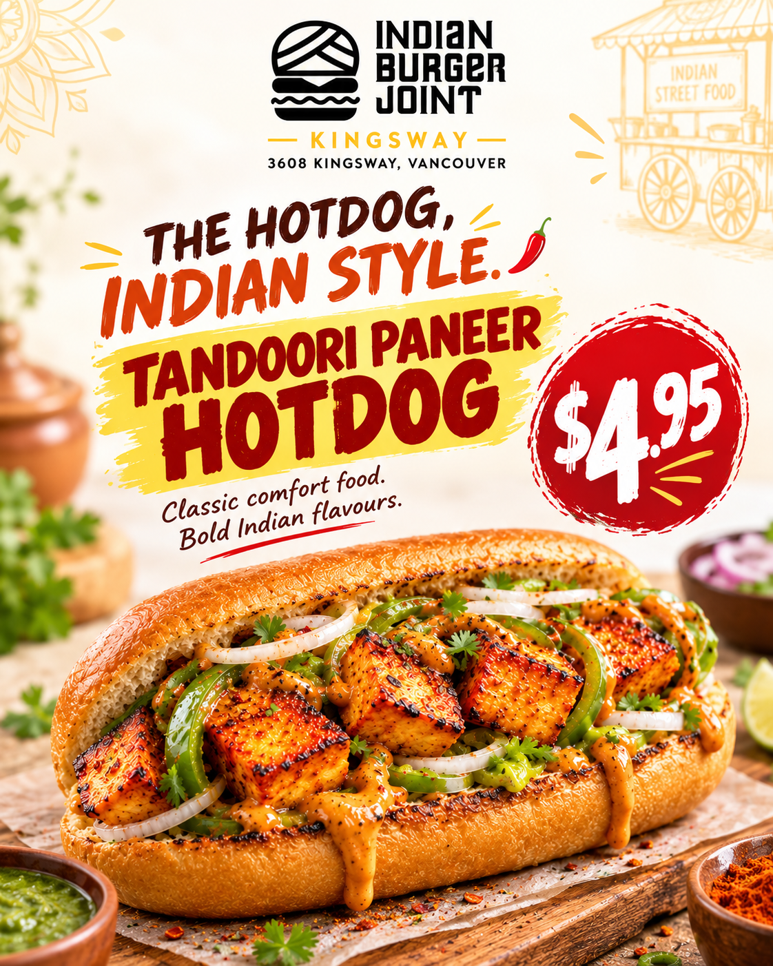 Tandoori Paneer Hotdog