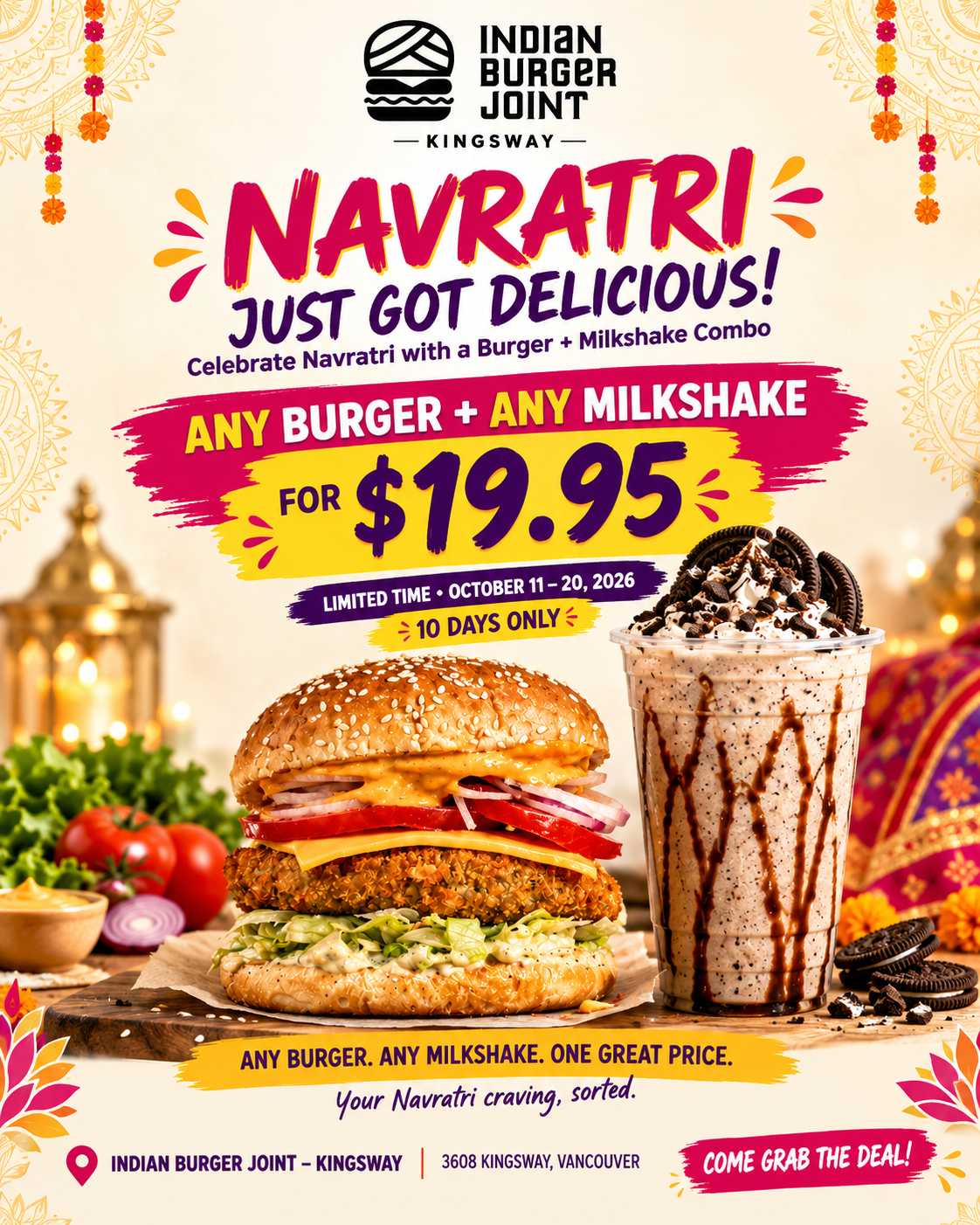 Navratri Burger + Milkshake Combo